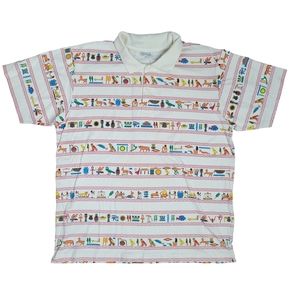 Amazing Egyptian print men's polo shirt size Large